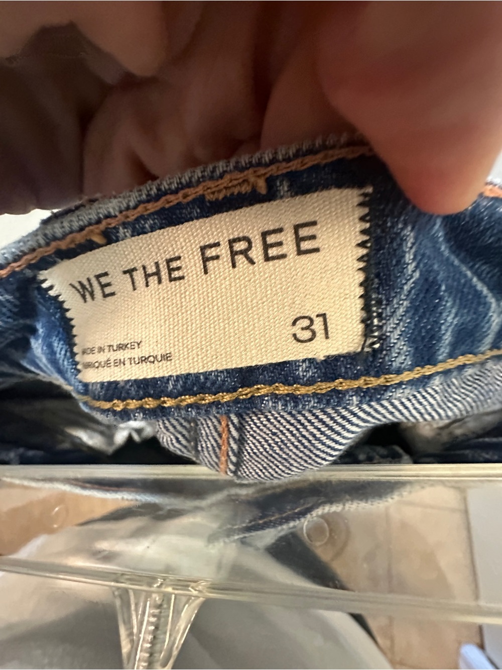NWOT FREE PEOPLE We The Free Good Luck Printed Barrel Jeans Laser Daisy size 31 - Picture 7 of 7